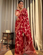 Beguiling Red Soft Silk Saree With Grandiose Blouse Piece