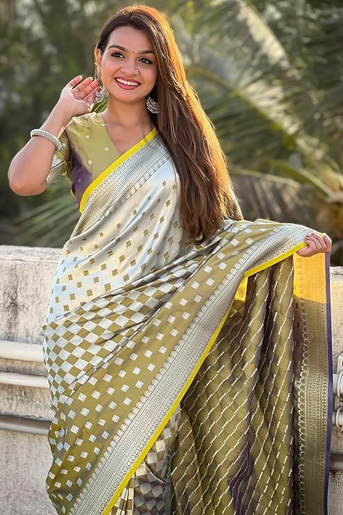 Twirling Mustard Soft Silk Saree With Groovy Blouse Piece