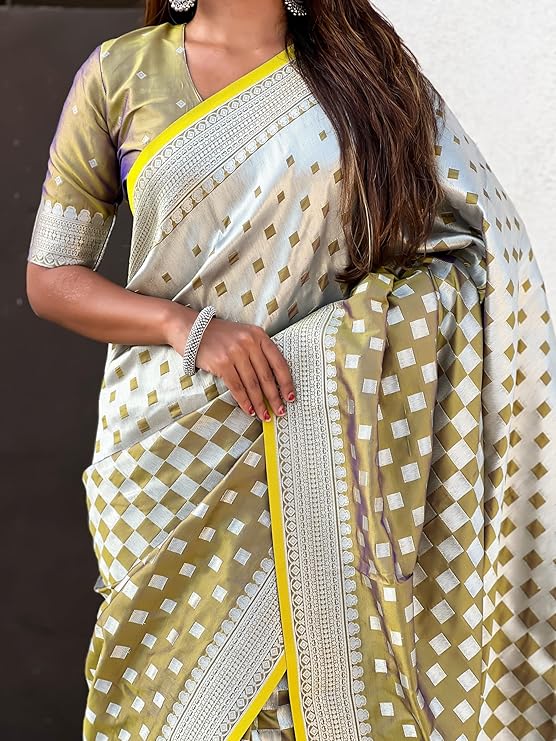 Twirling Mustard Soft Silk Saree With Groovy Blouse Piece