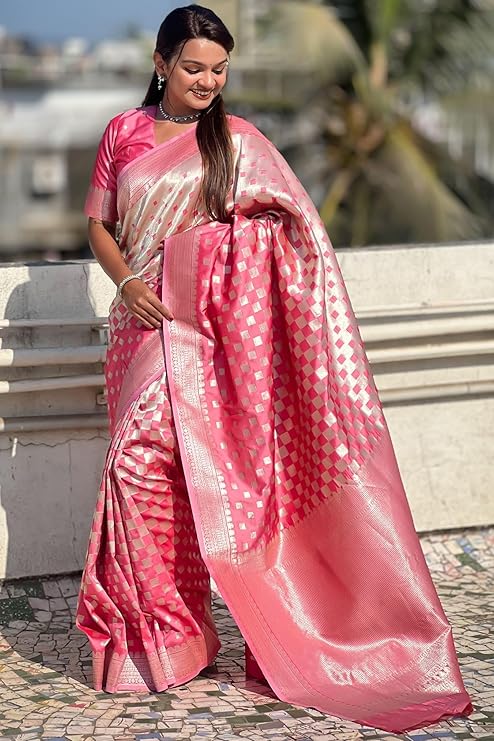 Surpassing Pink Soft Silk Saree With Charming Blouse Piece