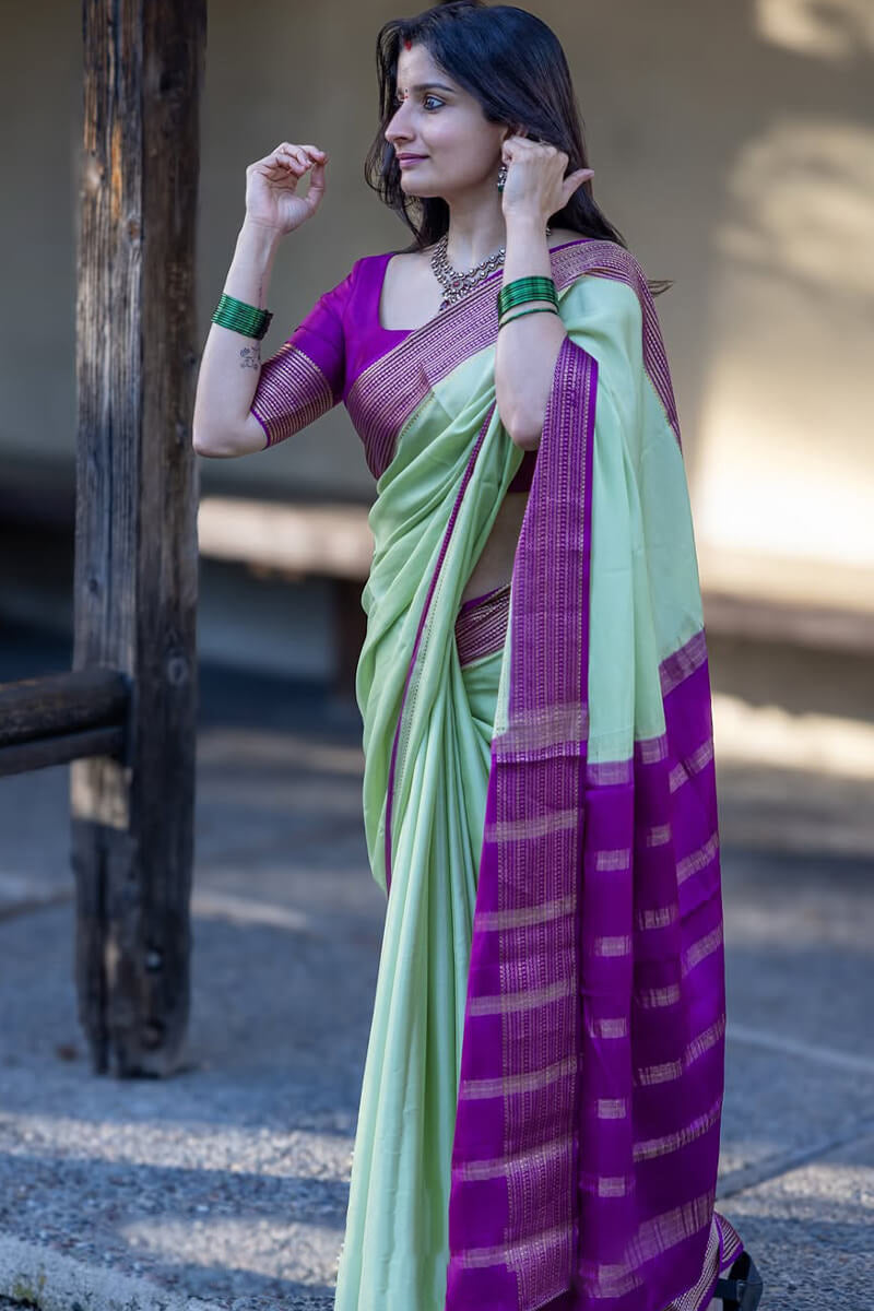 Tremendous Sea Green Soft Silk Saree With Evanescent Blouse Piece