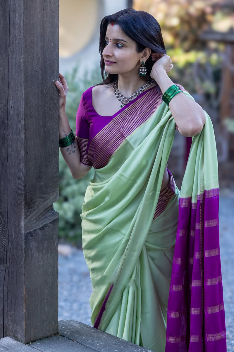 Tremendous Sea Green Soft Silk Saree With Evanescent Blouse Piece