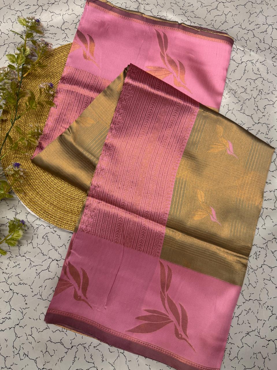 Seraphic Beige Soft Banarasi Silk Saree With Fugacious Blouse Piece