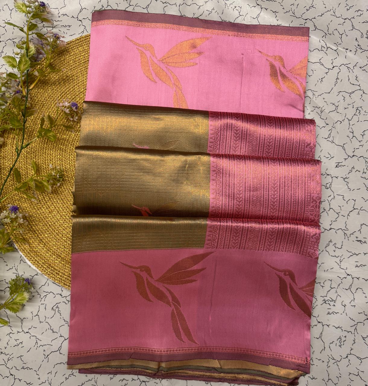 Seraphic Beige Soft Banarasi Silk Saree With Fugacious Blouse Piece