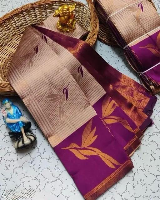 Exuberant Beige Soft Banarasi Silk Saree With Beguiling Blouse Piece