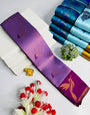 Gossamer Lavender Soft Banarasi Silk Saree With Conflate Blouse Piece