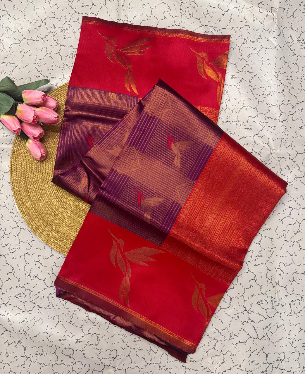 Sizzling Purple Soft Banarasi Silk Saree With Sempiternal Blouse Piece