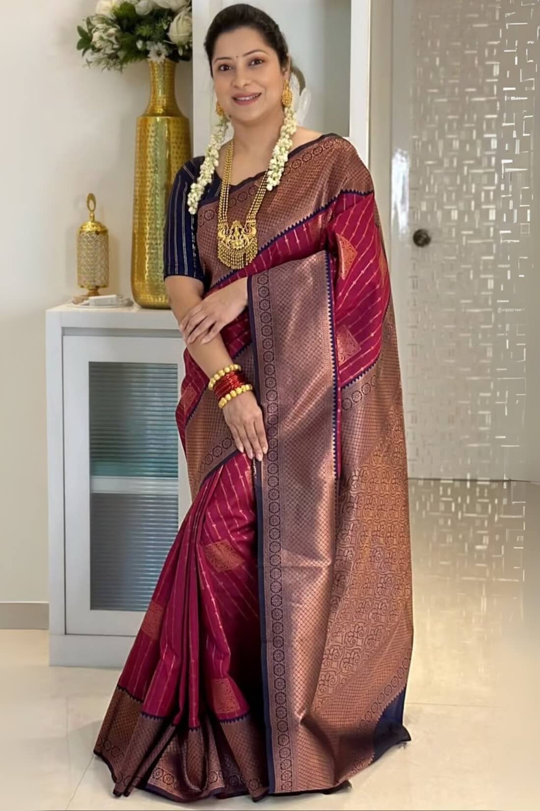 Devastating Maroon Soft Silk Saree With Sophisticated Blouse Piece