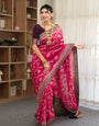 Charming Dark Pink Soft Silk Saree With Most Stunning Blouse Piece
