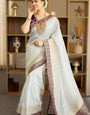 Exceptional Beige Soft Silk Saree With Dazzling Blouse Piece