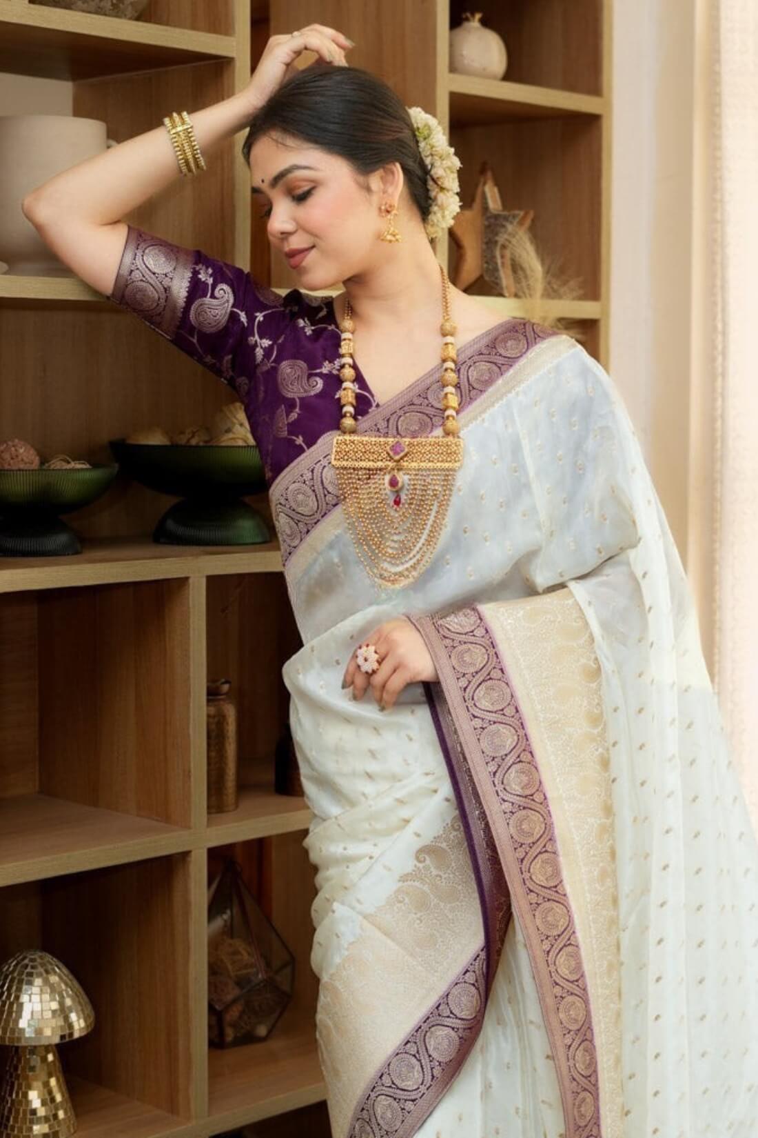 Exceptional Beige Soft Silk Saree With Dazzling Blouse Piece