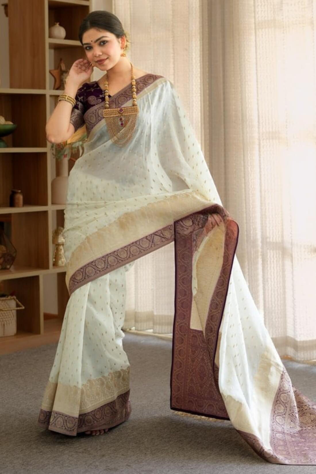 Exceptional Beige Soft Silk Saree With Dazzling Blouse Piece