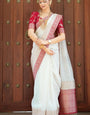 Enamoring Off White Soft Silk Saree With Winsome Blouse Piece