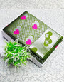 Stunner Green Soft Banarasi Silk Saree With Desiring Blouse Piece
