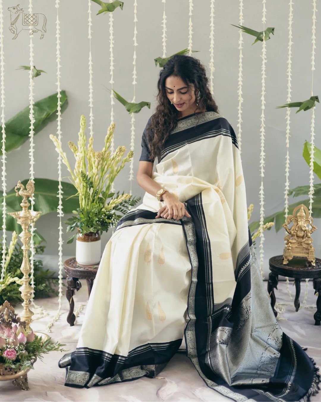 Palimpsest Off White Soft Silk Saree With Supernal Blouse Piece