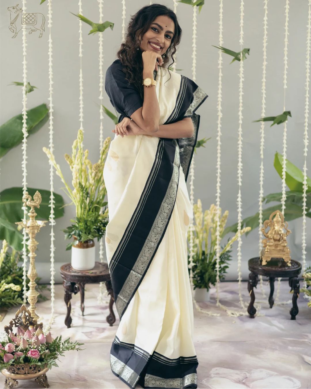 Palimpsest Off White Soft Silk Saree With Supernal Blouse Piece