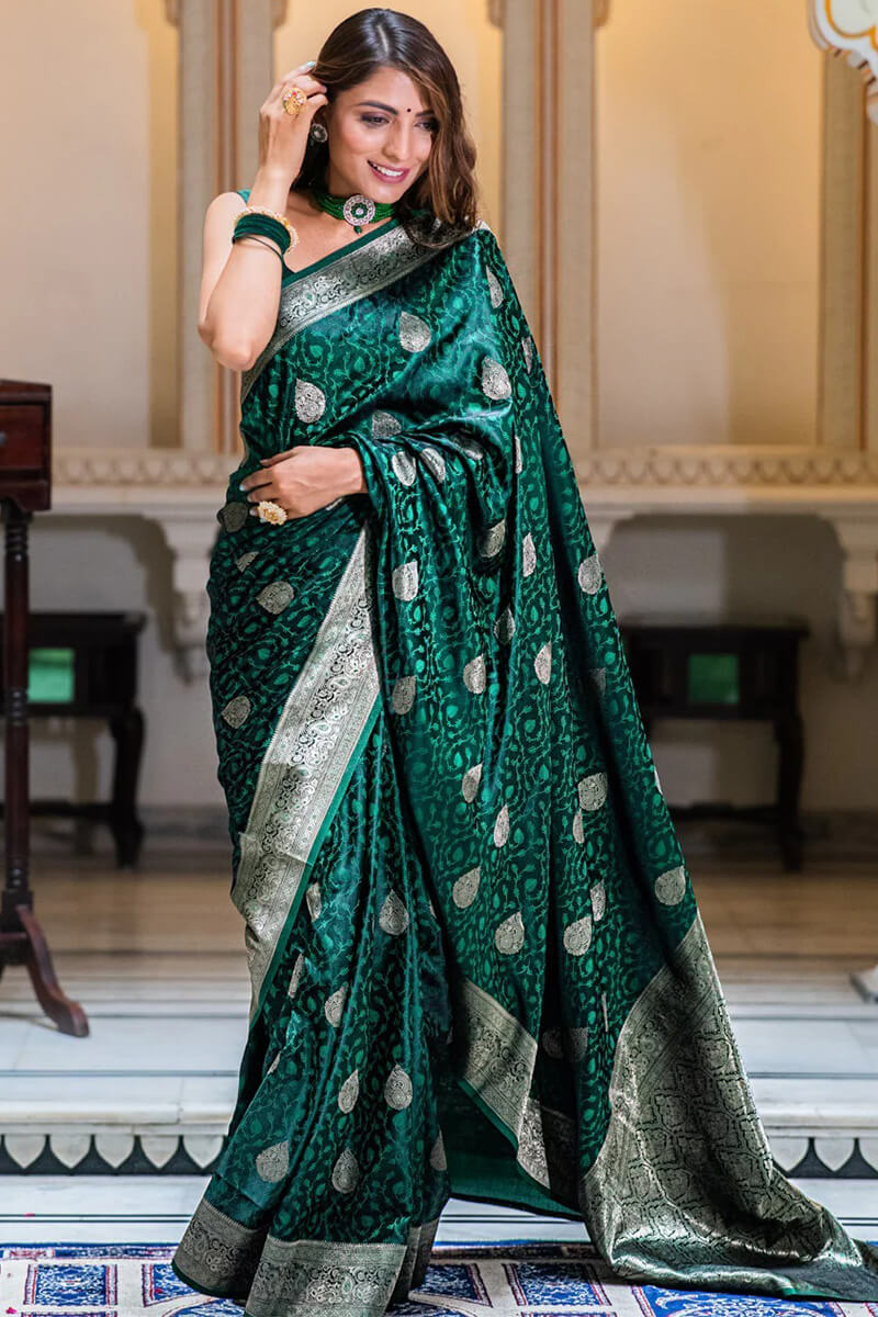 Seraglio Dark Green Soft Silk Saree With Exquisite Blouse Piece