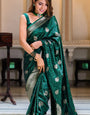 Seraglio Dark Green Soft Silk Saree With Exquisite Blouse Piece