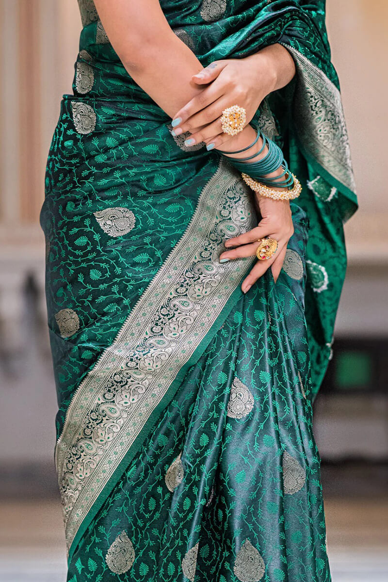 Seraglio Dark Green Soft Silk Saree With Exquisite Blouse Piece