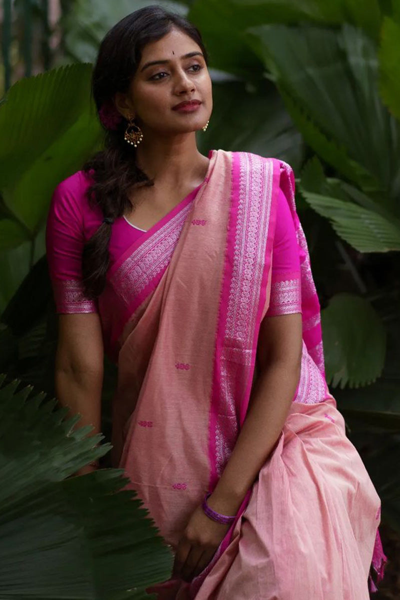 Proficient Pink Soft Silk Saree With Allure Blouse Piece