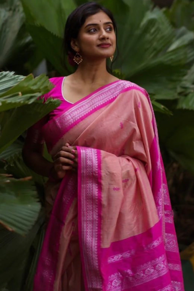 Proficient Pink Soft Silk Saree With Allure Blouse Piece