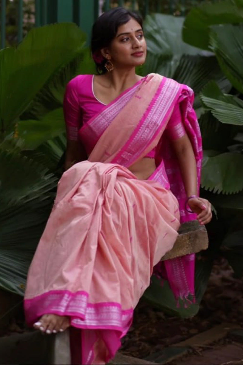 Proficient Pink Soft Silk Saree With Allure Blouse Piece