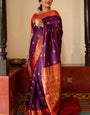 Eclat Purple Soft Silk Saree With Glamorous Blouse Piece