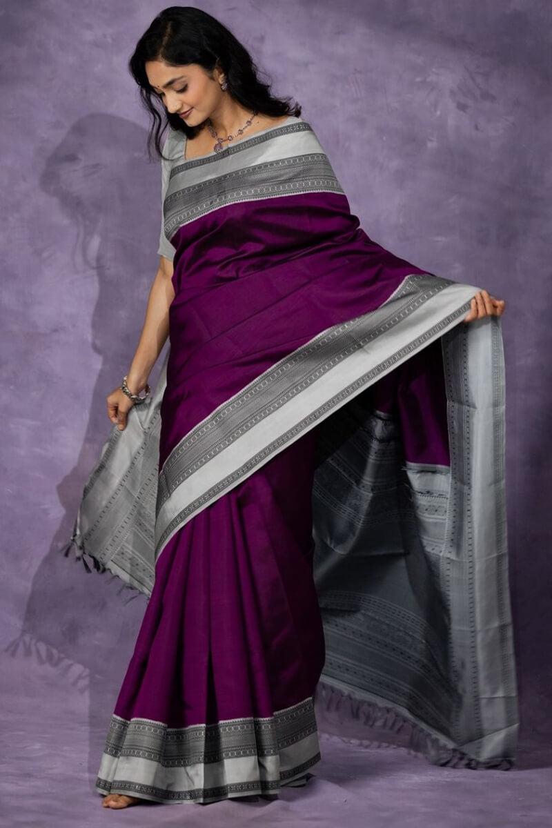 Entrancing Wine Soft Silk Saree With Impressive Blouse Piece