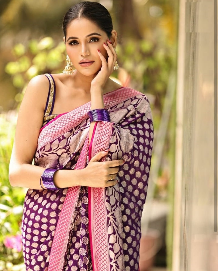 Blissful Purple Soft Silk Saree With Excellent Blouse Piece