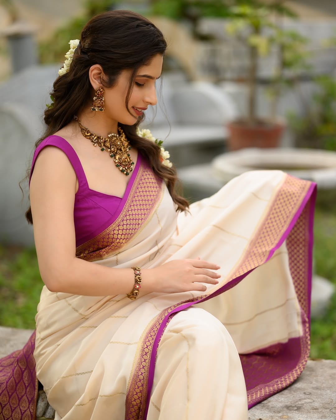 Fancifull Beige Soft Silk Saree With Demure Blouse Piece