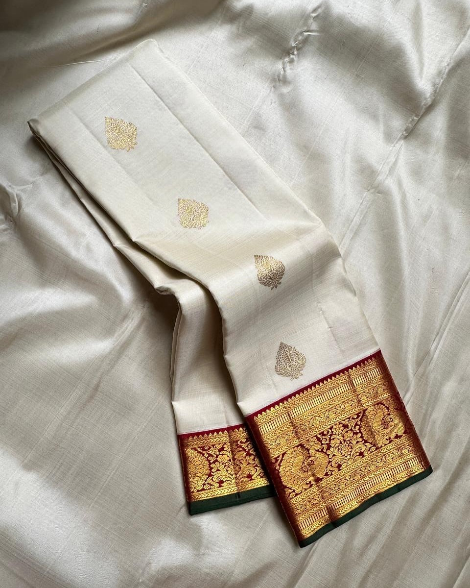Scrumptious Beige Soft Silk Saree With Adoring Blouse Piece