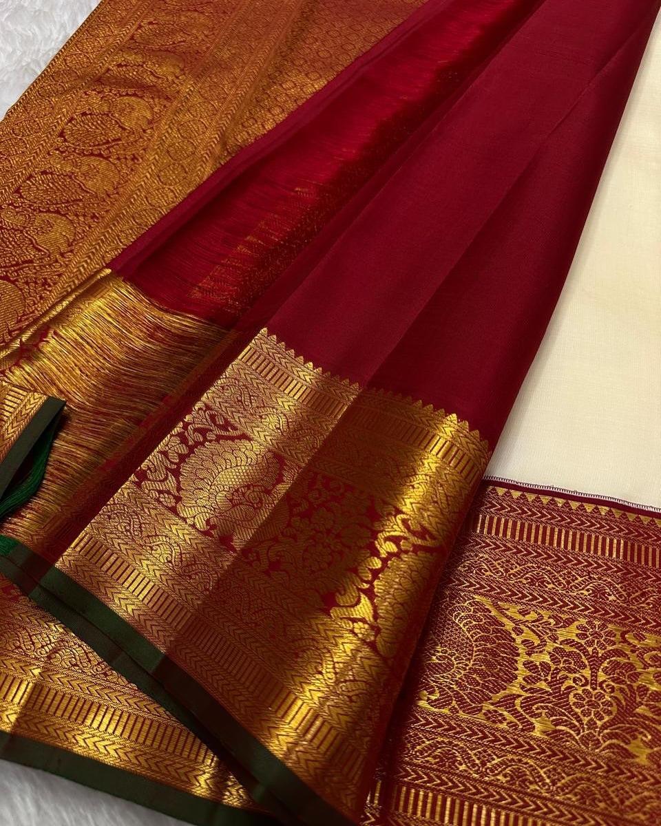 Scrumptious Beige Soft Silk Saree With Adoring Blouse Piece