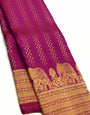Tempting Dark Pink Soft Banarasi Silk Saree With Ephemeral Blouse Piece
