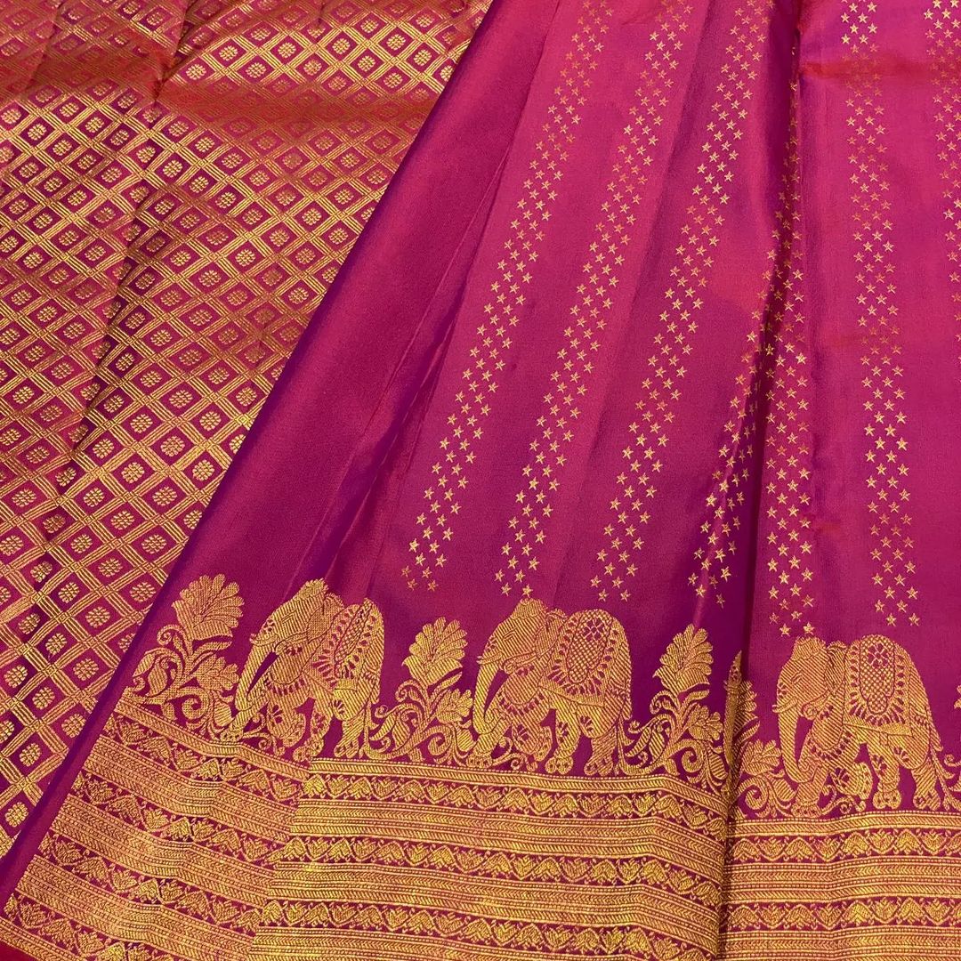 Tempting Dark Pink Soft Banarasi Silk Saree With Ephemeral Blouse Piece
