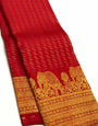 Super extravagant Red Soft Banarasi Silk Saree With Ravishing Blouse Piece