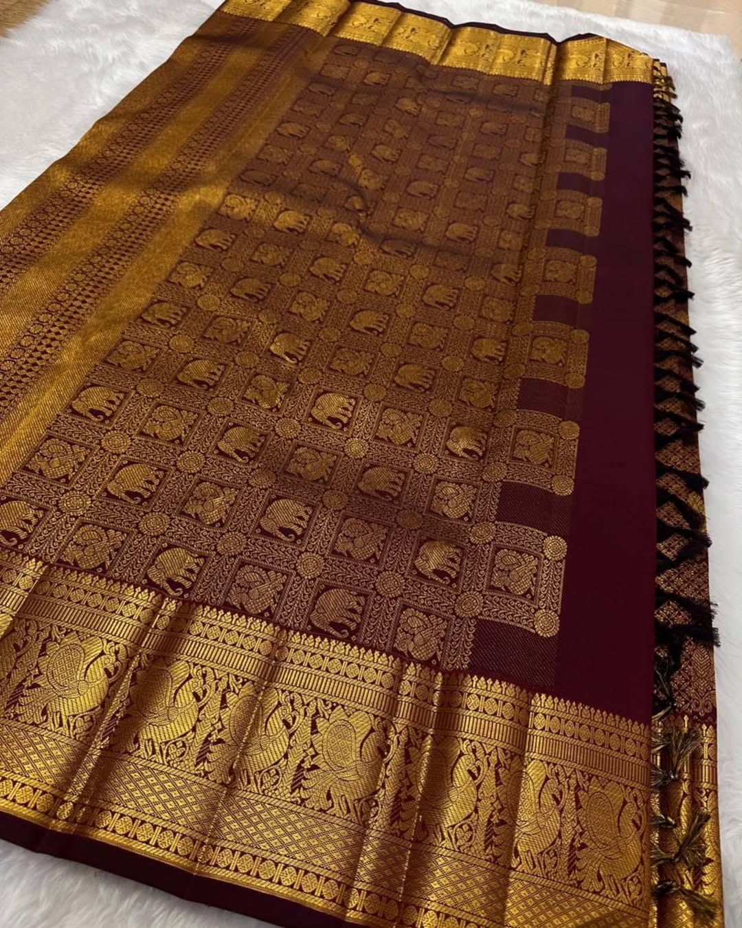 Allure Wine Soft Banarasi Silk Saree With Sonorous Blouse Piece