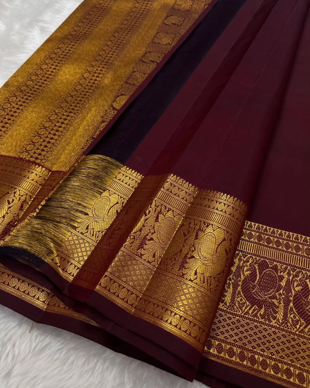 Allure Wine Soft Banarasi Silk Saree With Sonorous Blouse Piece