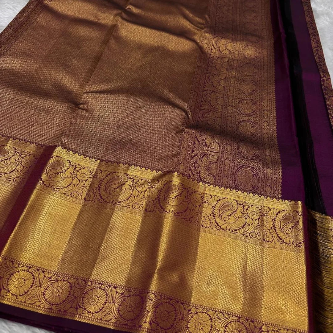 Intricate Purple Soft Banarasi Silk Saree With Skinny Blouse Piece
