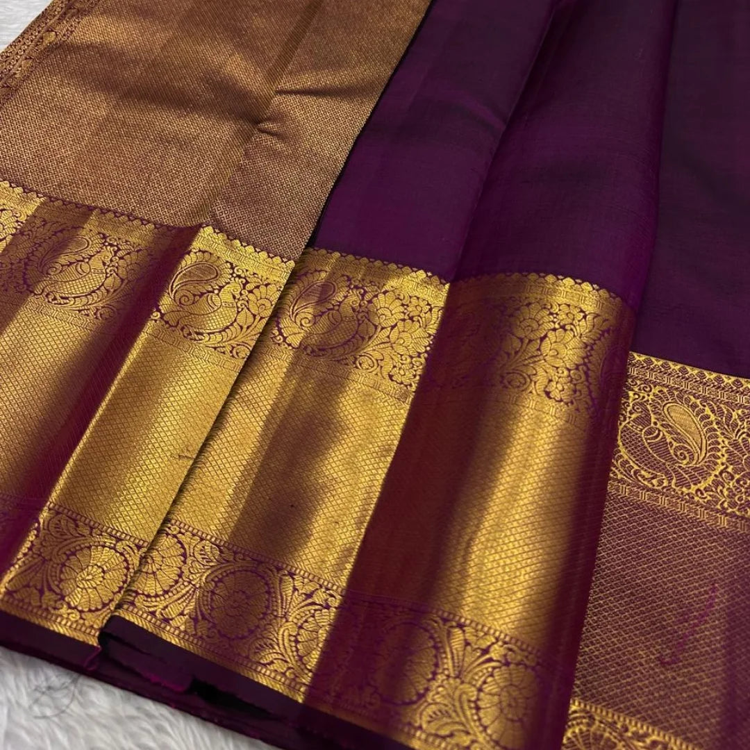 Intricate Purple Soft Banarasi Silk Saree With Skinny Blouse Piece