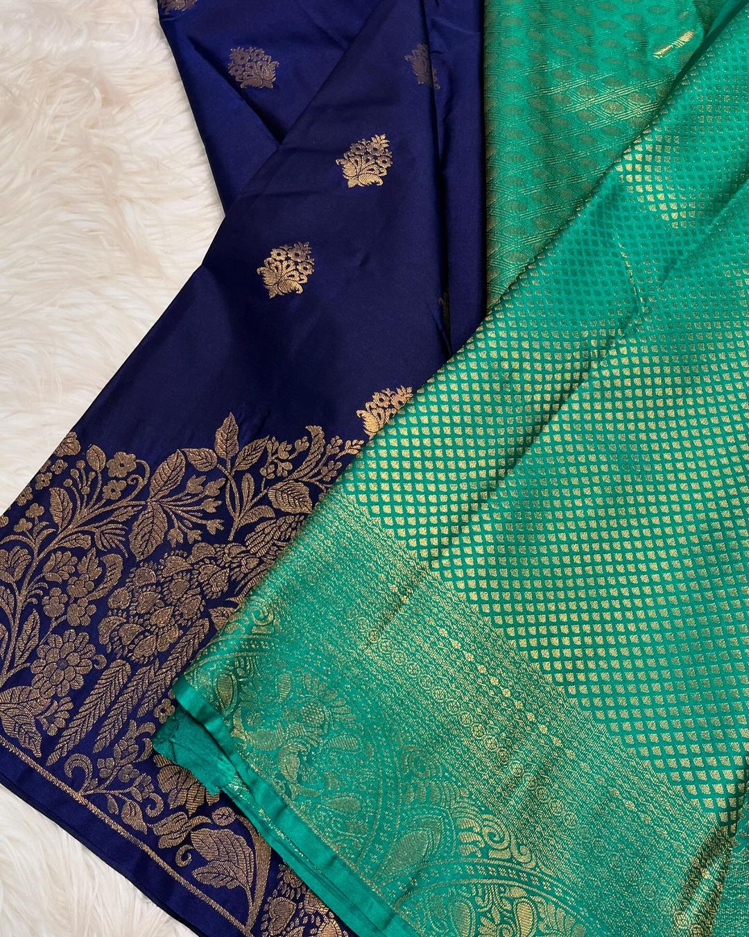 Classy Navy Blue Soft Banarasi Silk Saree With Ailurophile Blouse Piece