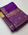 Embrocation Purple Soft Banarasi Silk Saree With Wonderful Blouse Piece