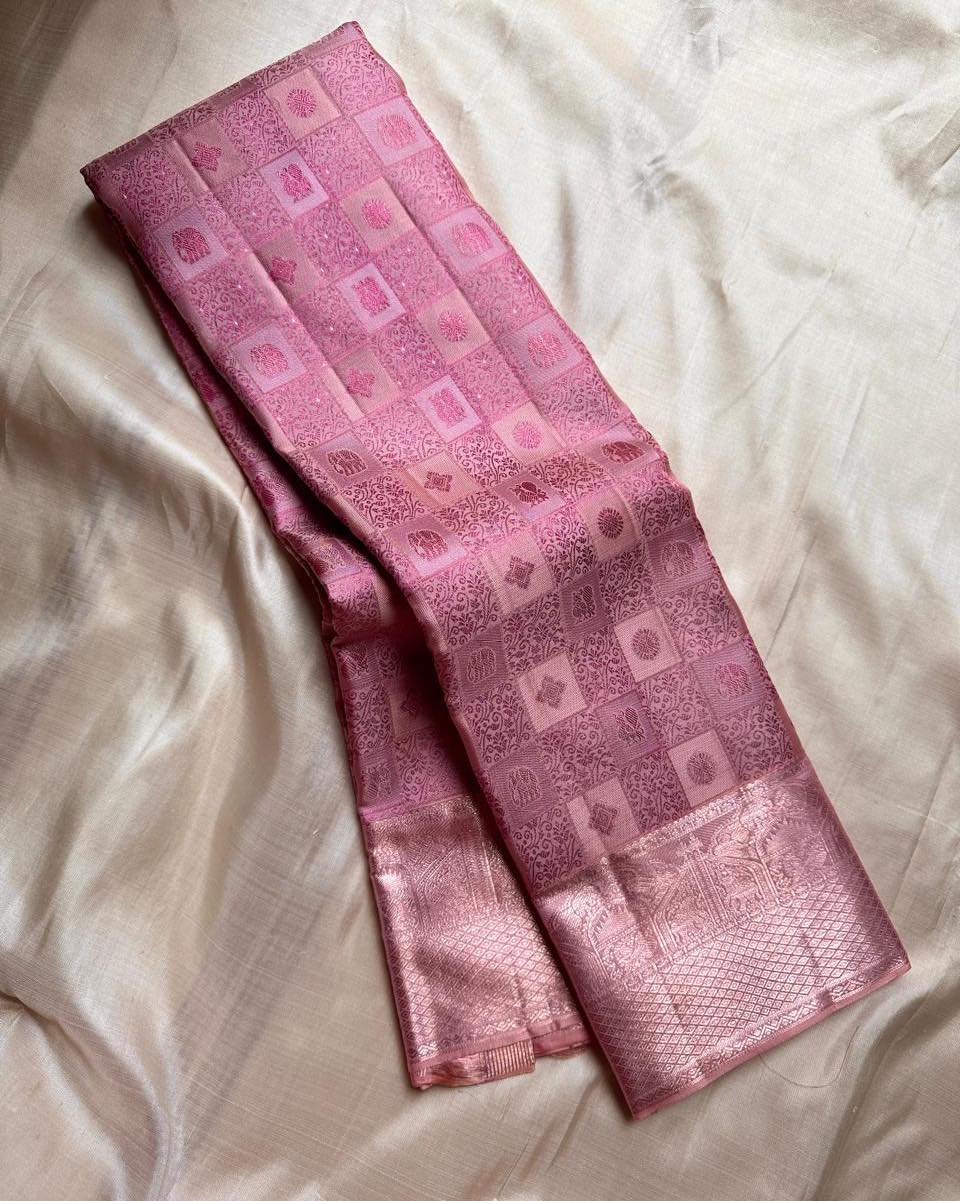 Charismatic Baby Pink Soft Silk Saree With Exemplary Blouse Piece
