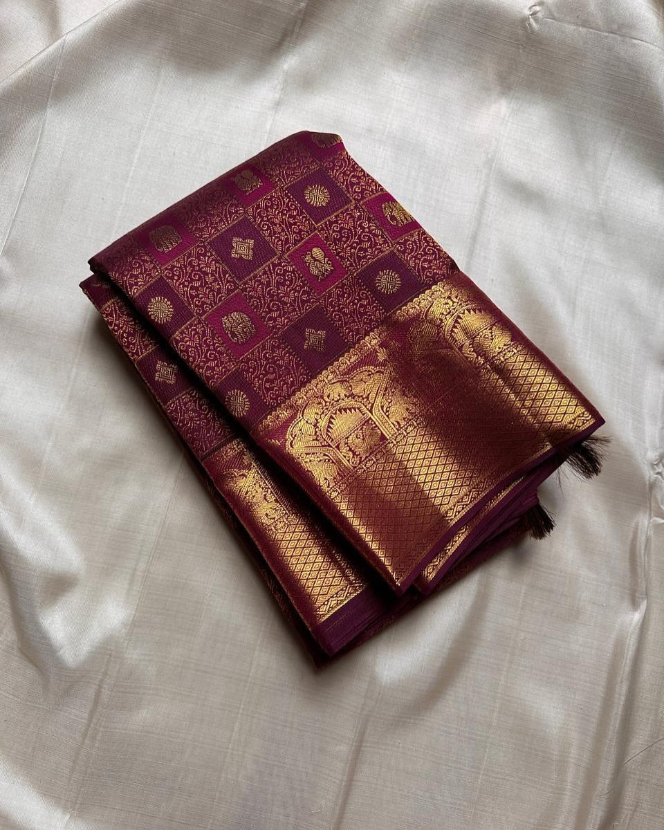 Incredible Purple Soft Silk Saree With Elision Blouse Piece