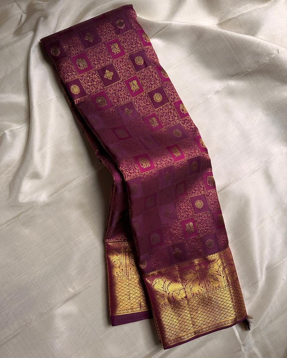 Incredible Purple Soft Silk Saree With Elision Blouse Piece