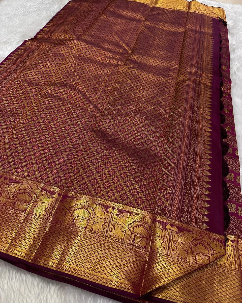 Incredible Purple Soft Silk Saree With Elision Blouse Piece