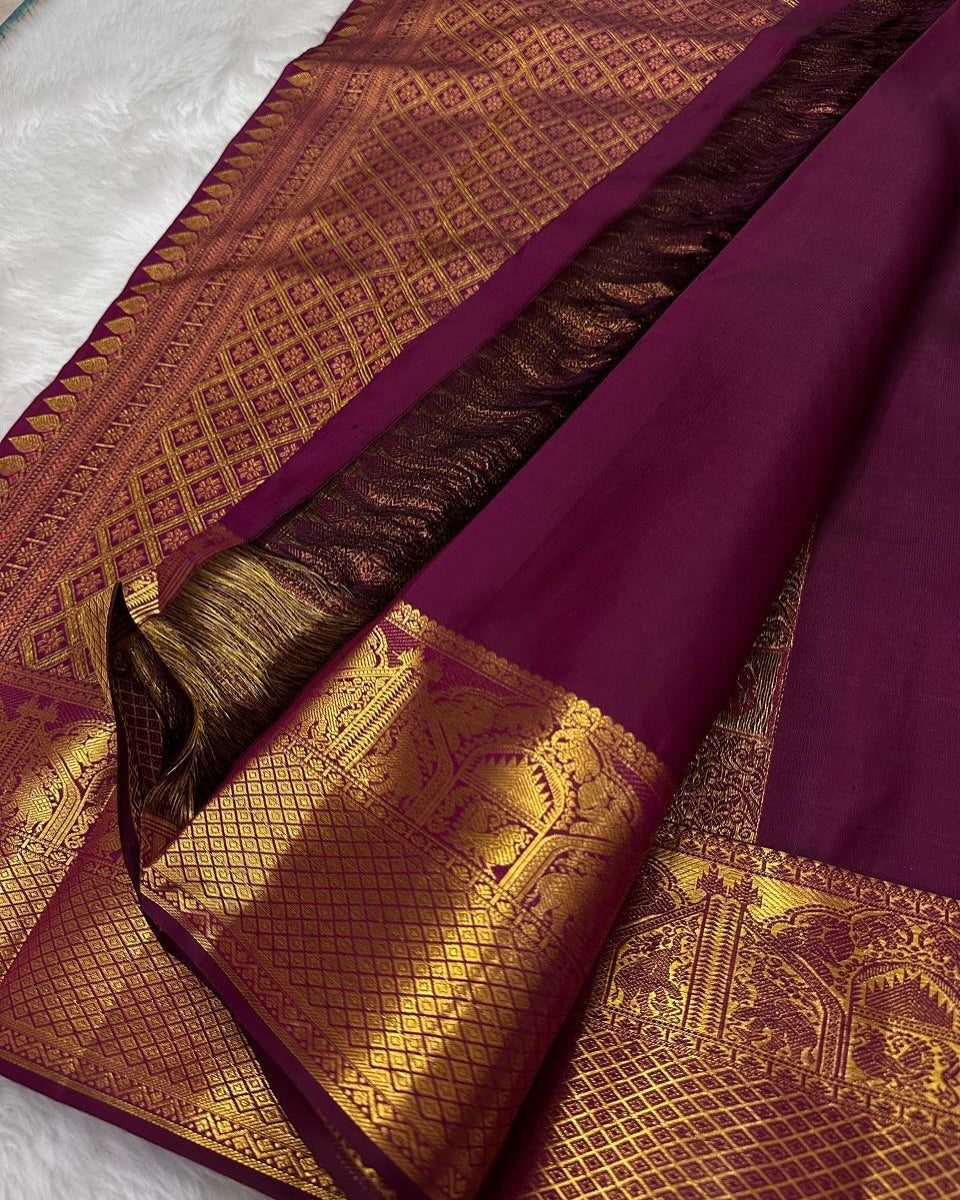 Incredible Purple Soft Silk Saree With Elision Blouse Piece