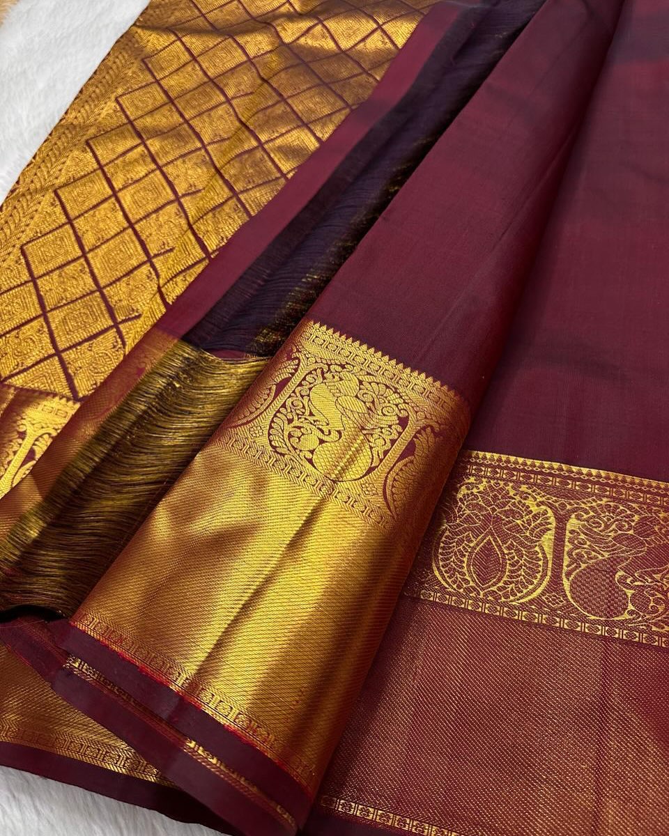 Serendipity Maroon Soft Banarasi Silk Saree With Winsome Blouse Piece