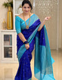 Artistic Blue Soft Silk Saree With Scintilla Blouse Piece