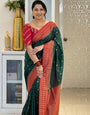 Forbearance Dark Green Soft Silk Saree With Conflate Blouse Piece