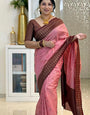 A glam Pink Soft Silk Saree With Preferable Blouse Piece